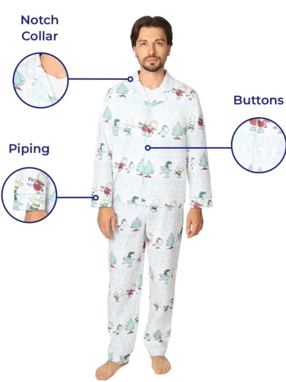 NEW Mens Sz Large Christmas Holiday SNOOPY PEANUTS Comfy 2 Pc Pajama Lounge Set
